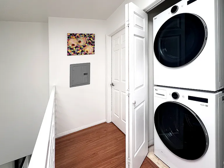 Dedicated in-unit laundry area featuring a brand-new, premium LG washer and dryer for ultimate convenience.
