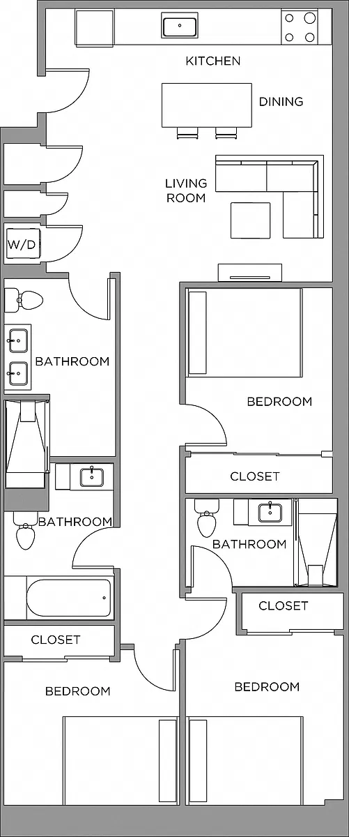Floor plan 3 Bed/3 Bath-1400