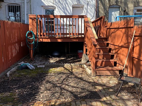 fenced yard and deck