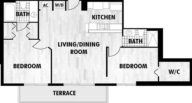 2 Bedroom, 2 Bath 2 Bedroom, 2 Bath