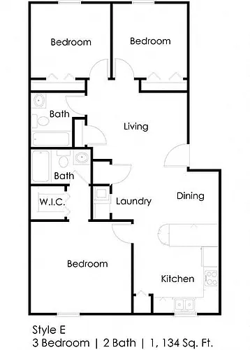Floor plan Three Bedroom - E
