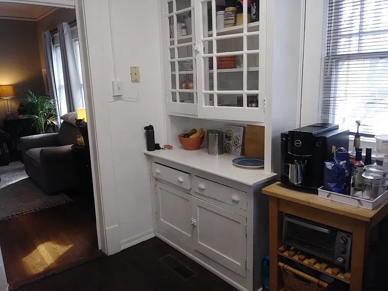 Kitchen accessorized by previous tenant.