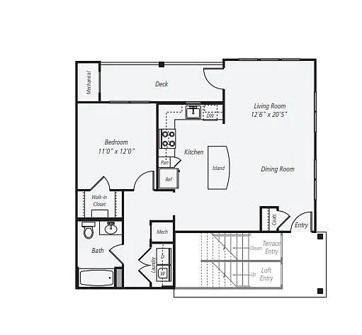 Floor plan 1x1B
