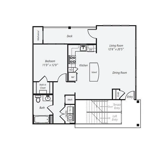 Floor plan 1x1B
