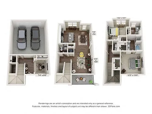 Floor plan Two-Bedroom Townhouse (THB)