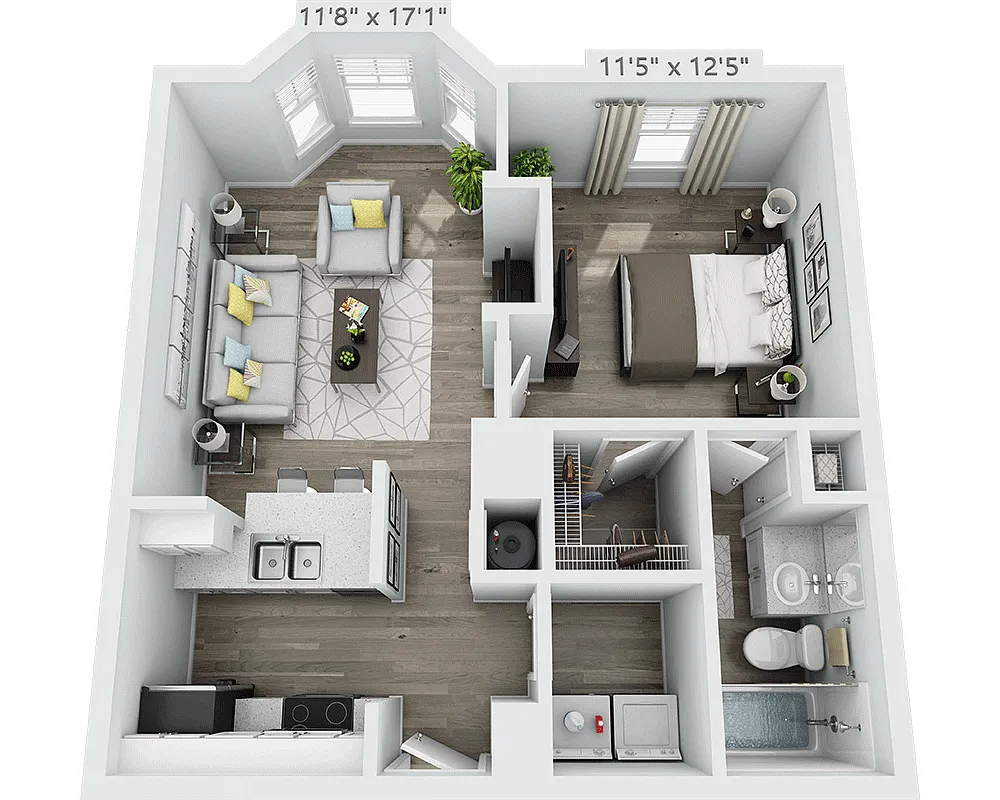 Floor plan One Bedroom A1A