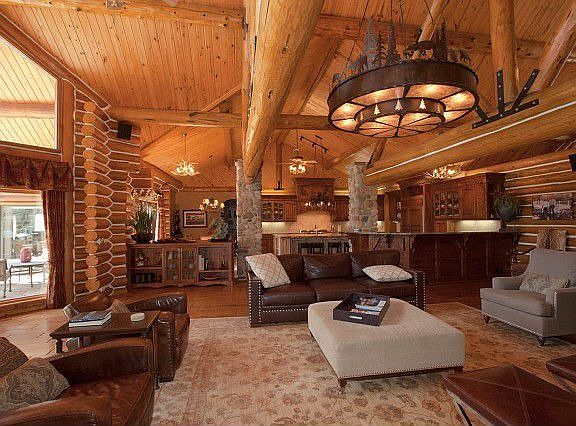 Dining room with amazing wood vaulted ceilings  