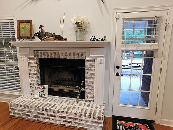 Fireplace and back door