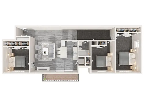 Floor plan 3 Bedroom, 1 Bath (A)
