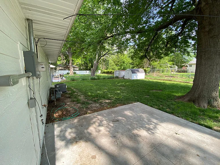 Patio space outside back door.