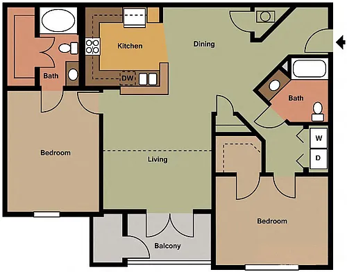 Floor plan Dublin- 2 BR 2 BATH