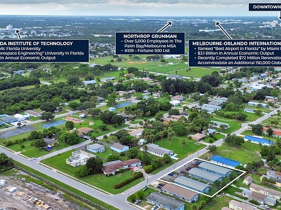 Local employers in Melbourne. Property is outlined in white on bottom right.