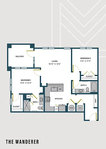 Floor plan The Wanderer | 2 Bed | 2 Bath
