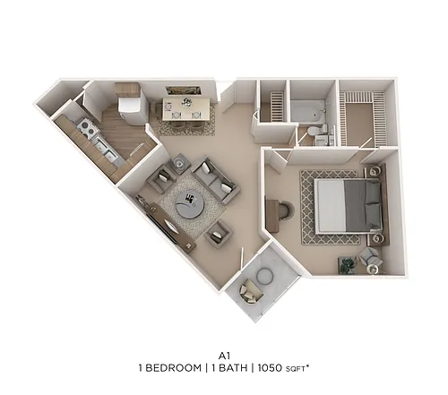 Floor plan One Bedroom - 1,050 sqft
