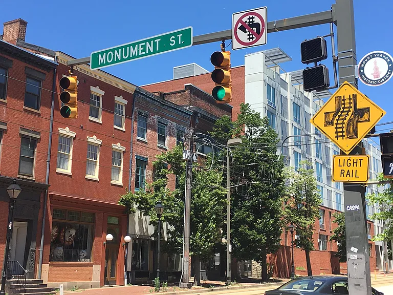Light Rail . Building intersects 
Howard and Monument....