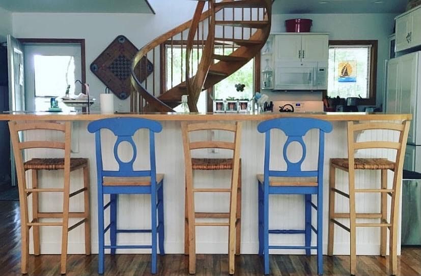 kitchen area with fun chairs