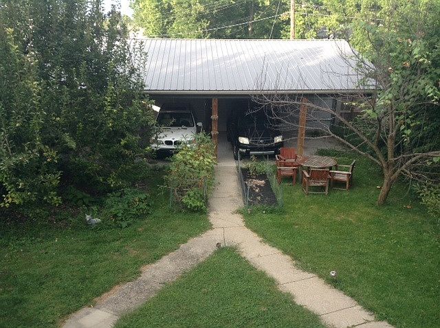 backyard and garage