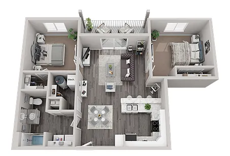 Floor plan 2Bed/1Bath