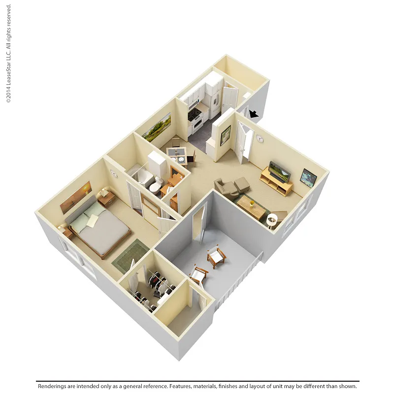 Floor plan 1 Bedroom - A2