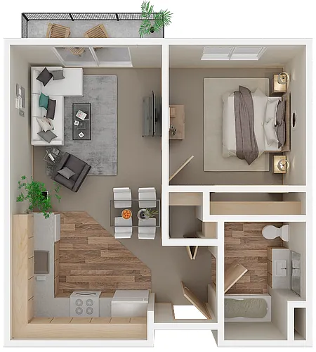 Floor plan 1 Bed 1 Bath Age 55 plus