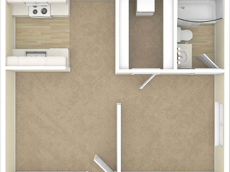Solitude floorplan 418 sq ft