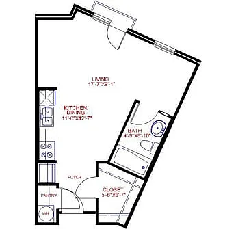 Floor plan Studio 0x1 468-478 SF