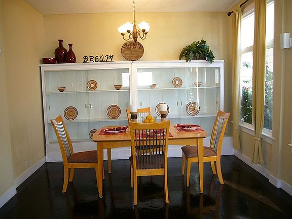 Dining area with built-in china