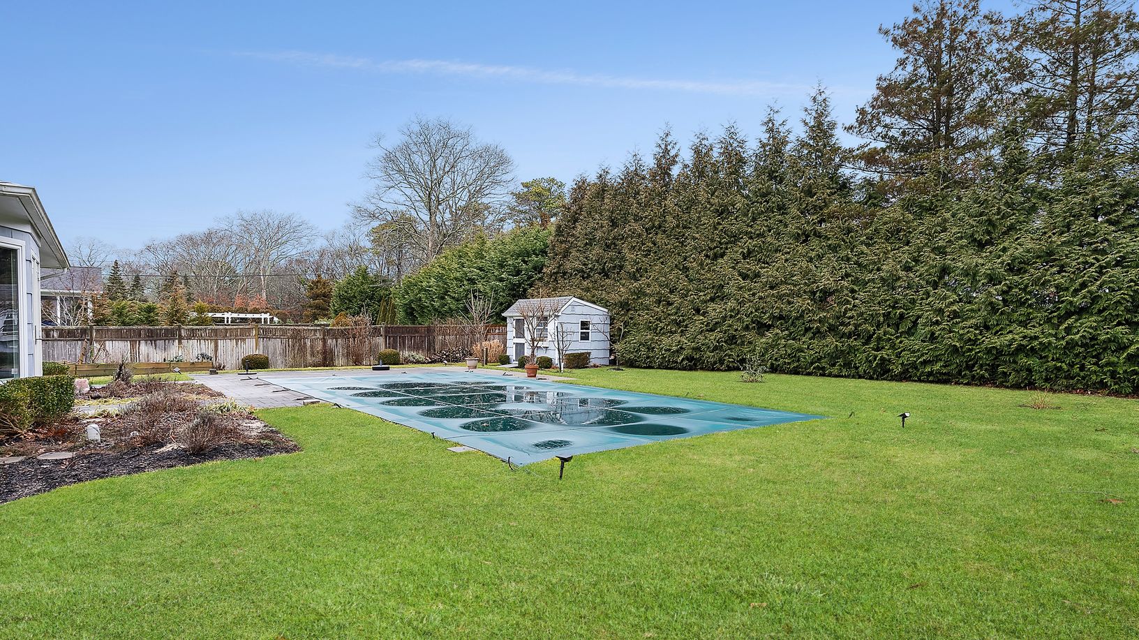  Back Yard with pool and legal Shed