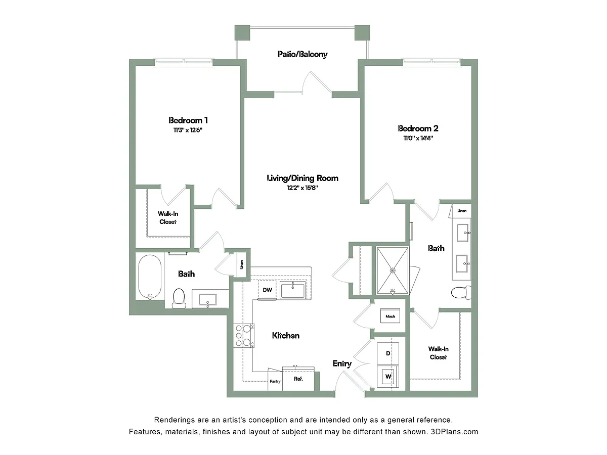 Floor plan The Jubilee | 2 Bed | 2 Bath