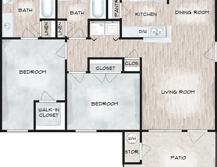 B1 Two Bedroom Floorplan Diagram