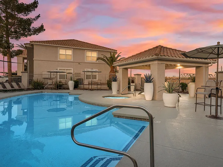 Experience the magic of Arizona evenings at our resort-style pool and spa. With plush loungers, shaded seating, and a serene ambiance, it's the perfect place to relax and unwind under a breathtaking sunset.