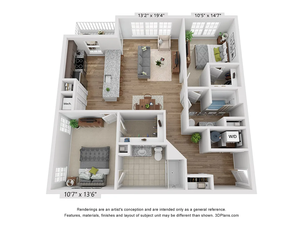 Floor plan 2-Bedroom 2-Bathroom | 1,144 sqft B