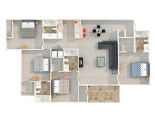 Floor plan 4BD/4BA