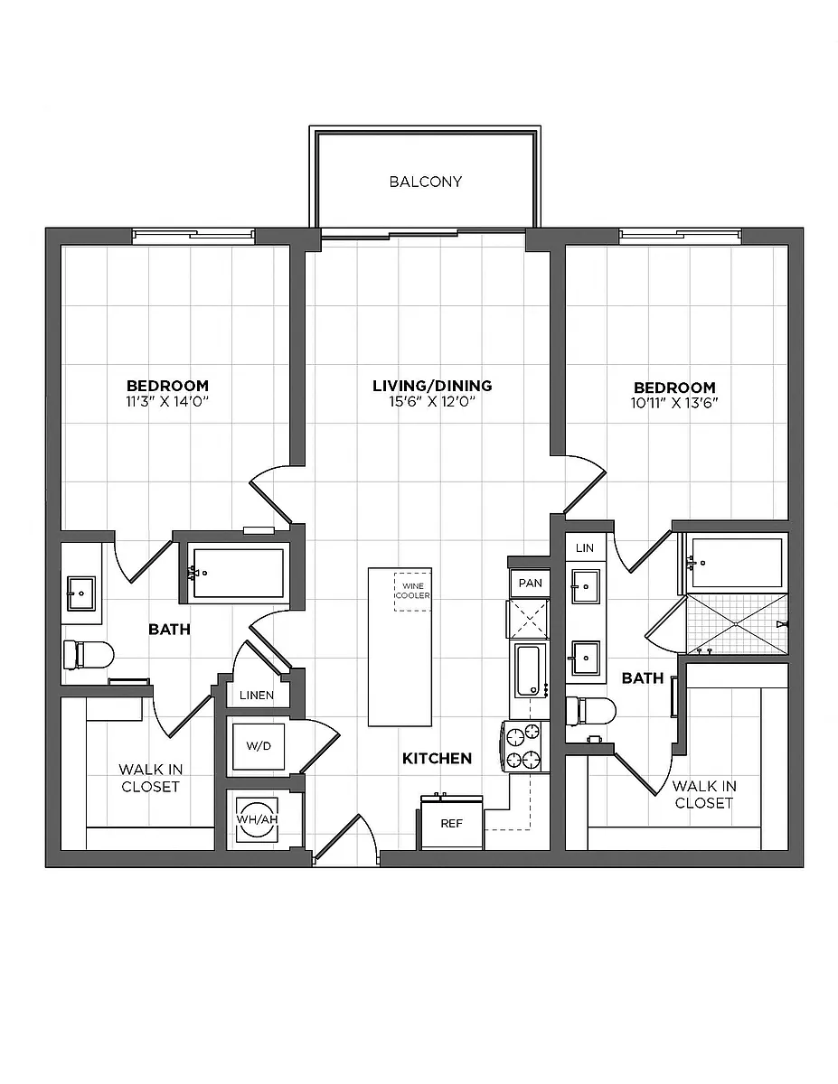 Floor plan 2 Bed/2 Bath-B-1