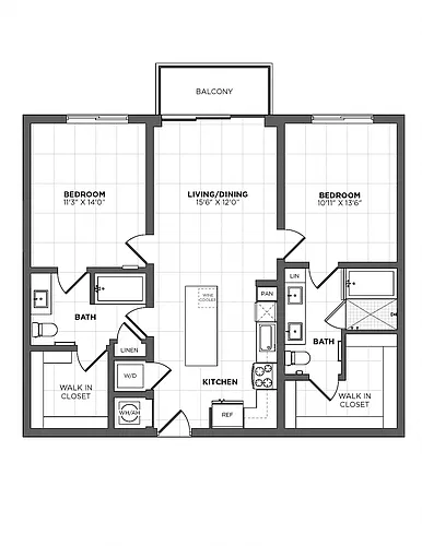 Floor plan 2 Bed/2 Bath-B-1