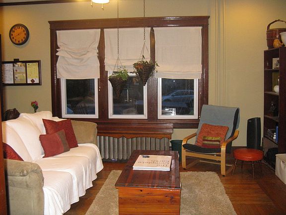 living room w/ built in book case