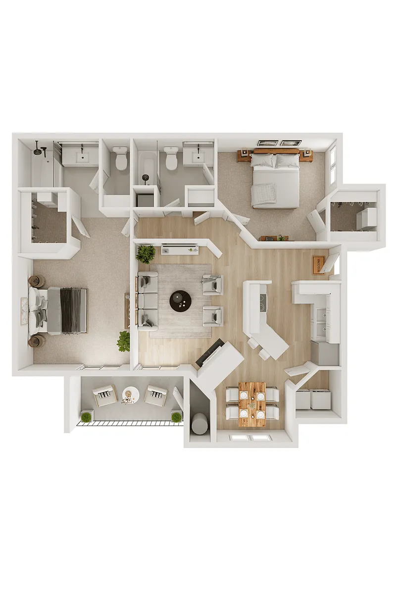 Floor plan 2 Bed 2 Bath B
