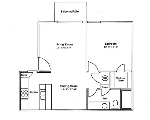 Floor plan 1 Bedroom 1 Bathroom - A1