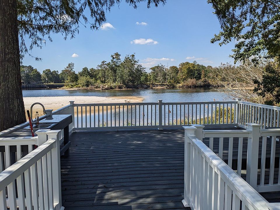 riverside seating area and fish cleaning station
