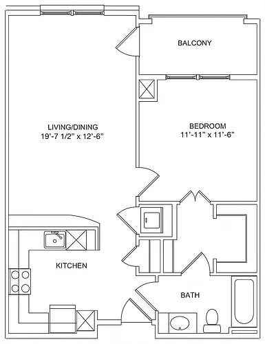 Floor plan Residences 1 Bed 1 Bath