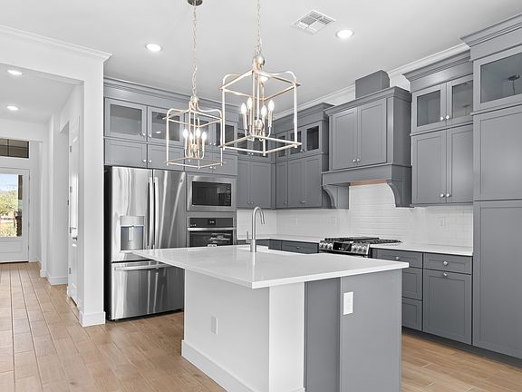 Kitchen with pendant lighting