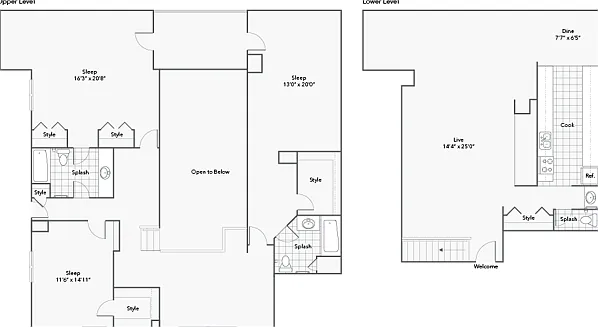 3BR x 2.5BA Penthouse with Mountain View - B Floorplan 3BR x 2.5BA Penthouse with Mountain View - B Floorplan