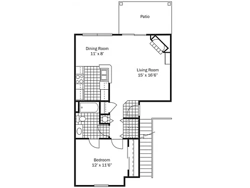 Floor plan One Bed Garden