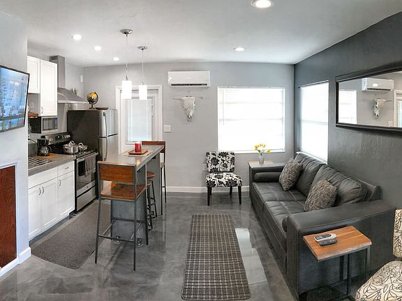 Staged living room and kitchen
