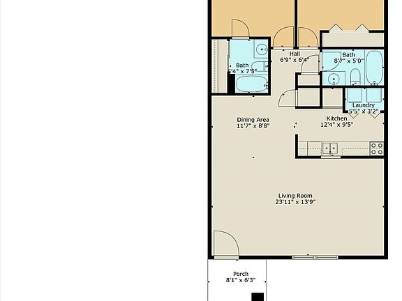 Floor Plan...2 BD/2 BA...1100sqft