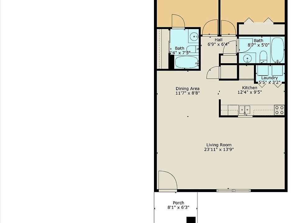 Floor Plan...2 BD/2 BA...1100sqft