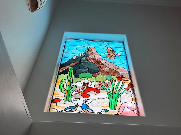 Stairway painted glass