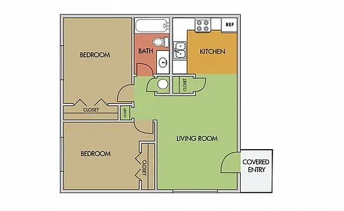 Floor plan Two Bedroom One Bath