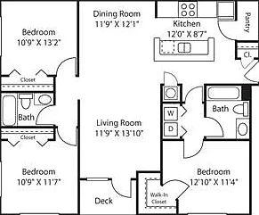 3 Bedroom | 2 Bath | 1240 SF 3 Bedroom | 2 Bath | 1240 SF
