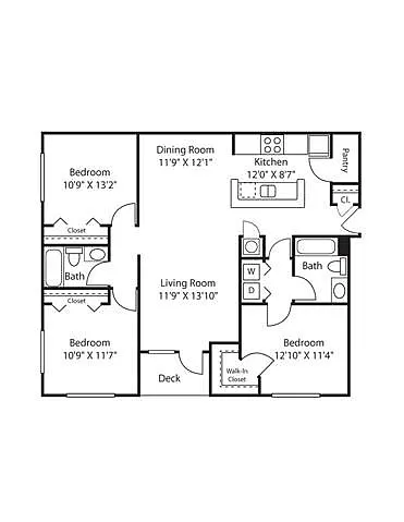 Floor plan Three Bedroom